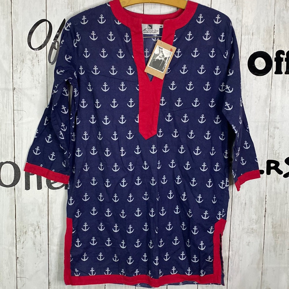 Malabar Bay Anchor Nautical Beach Cover Dress M